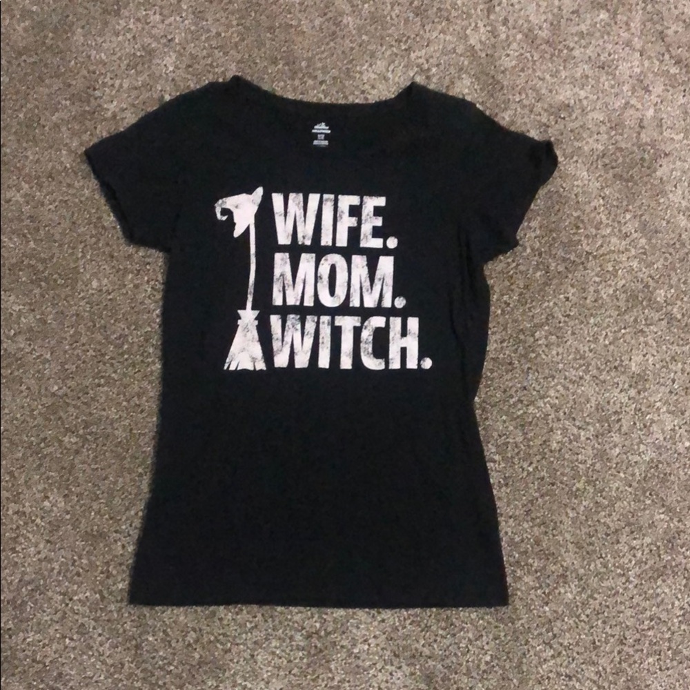 Black Graphic Tee - Wife Mom Witch